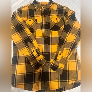 urban pipeline Yellow and Black Plaid Long Sleeve Shirt
